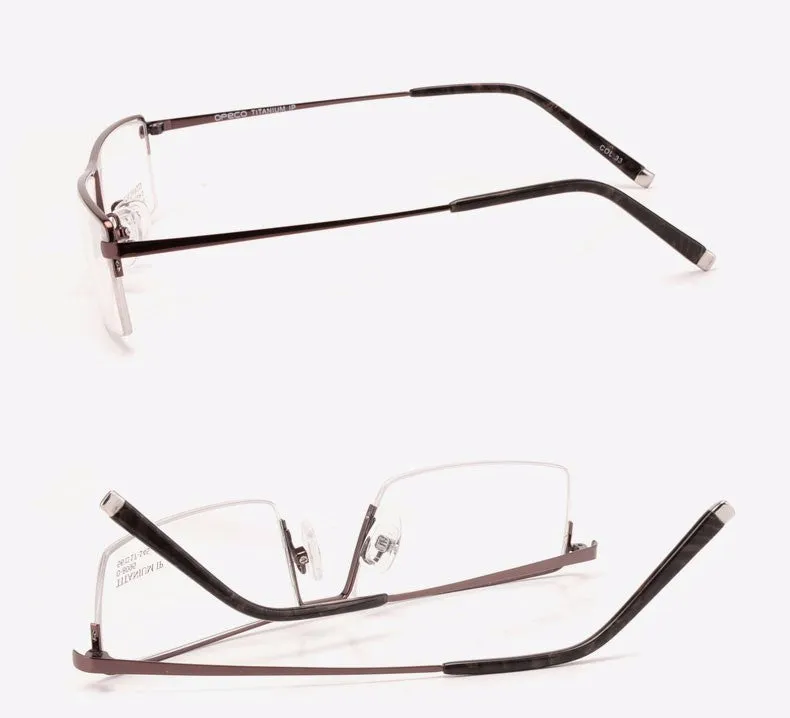 Reven Jate Men's Semi Rim Square Titanium Eyeglasses 8095