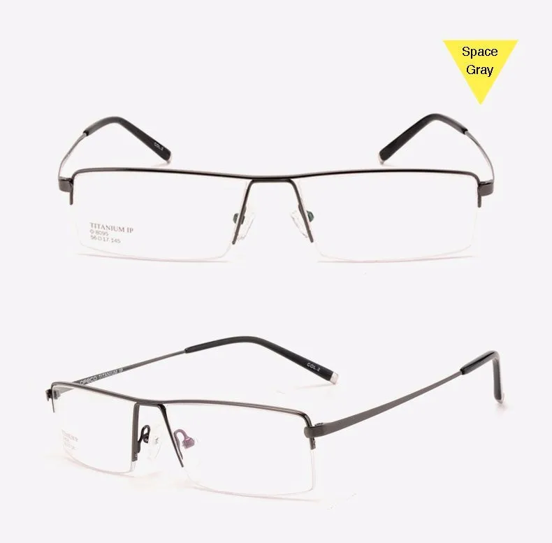 Reven Jate Men's Semi Rim Square Titanium Eyeglasses 8095