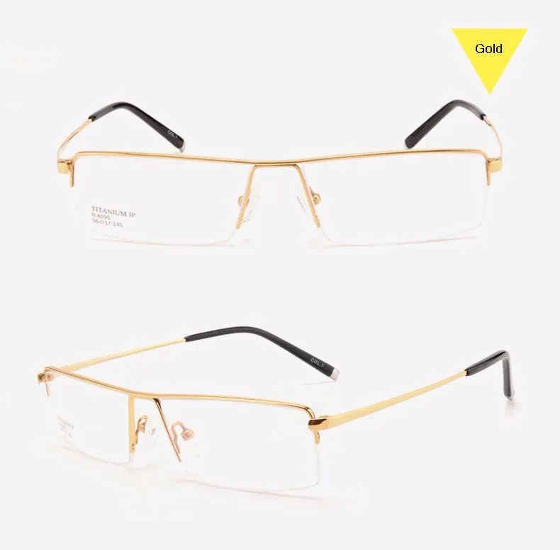 Reven Jate Men's Semi Rim Square Titanium Eyeglasses 8095