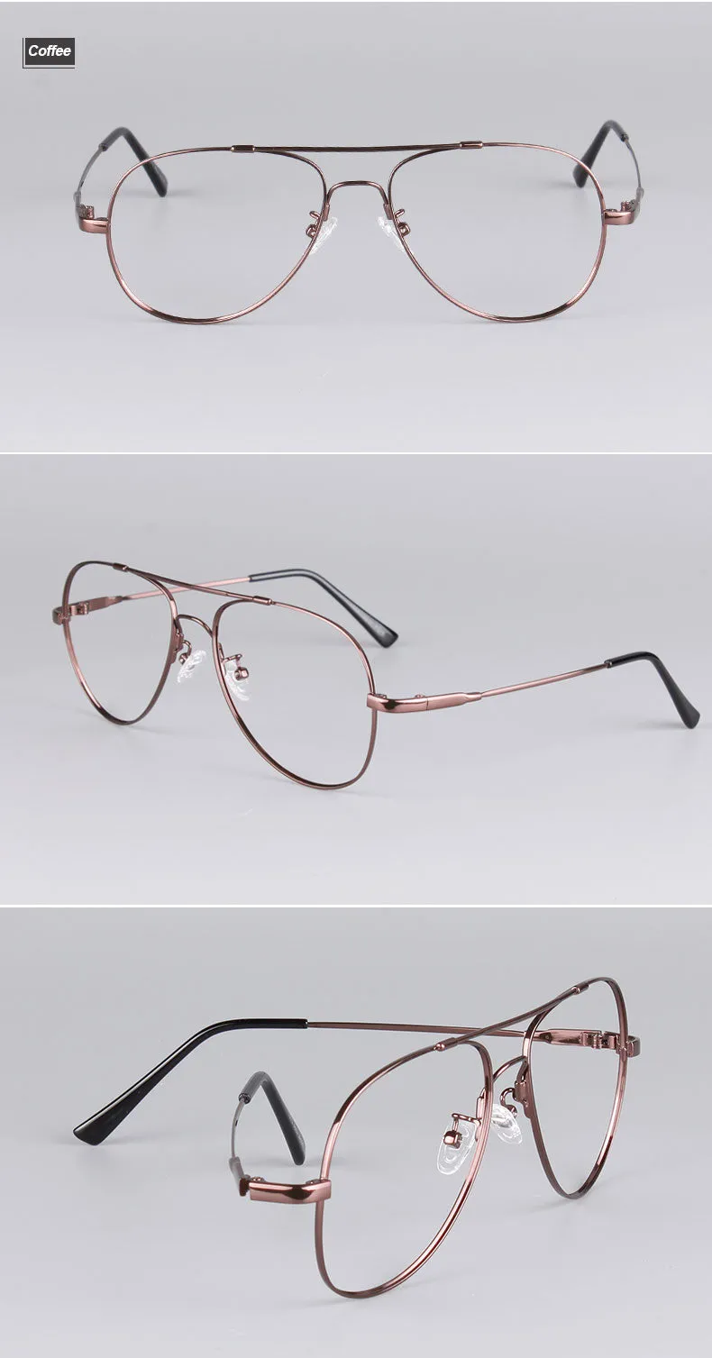 Reven Jate Unisex Full Rim Double Bridge Oval Alloy Titanium Eyeglasses 3028
