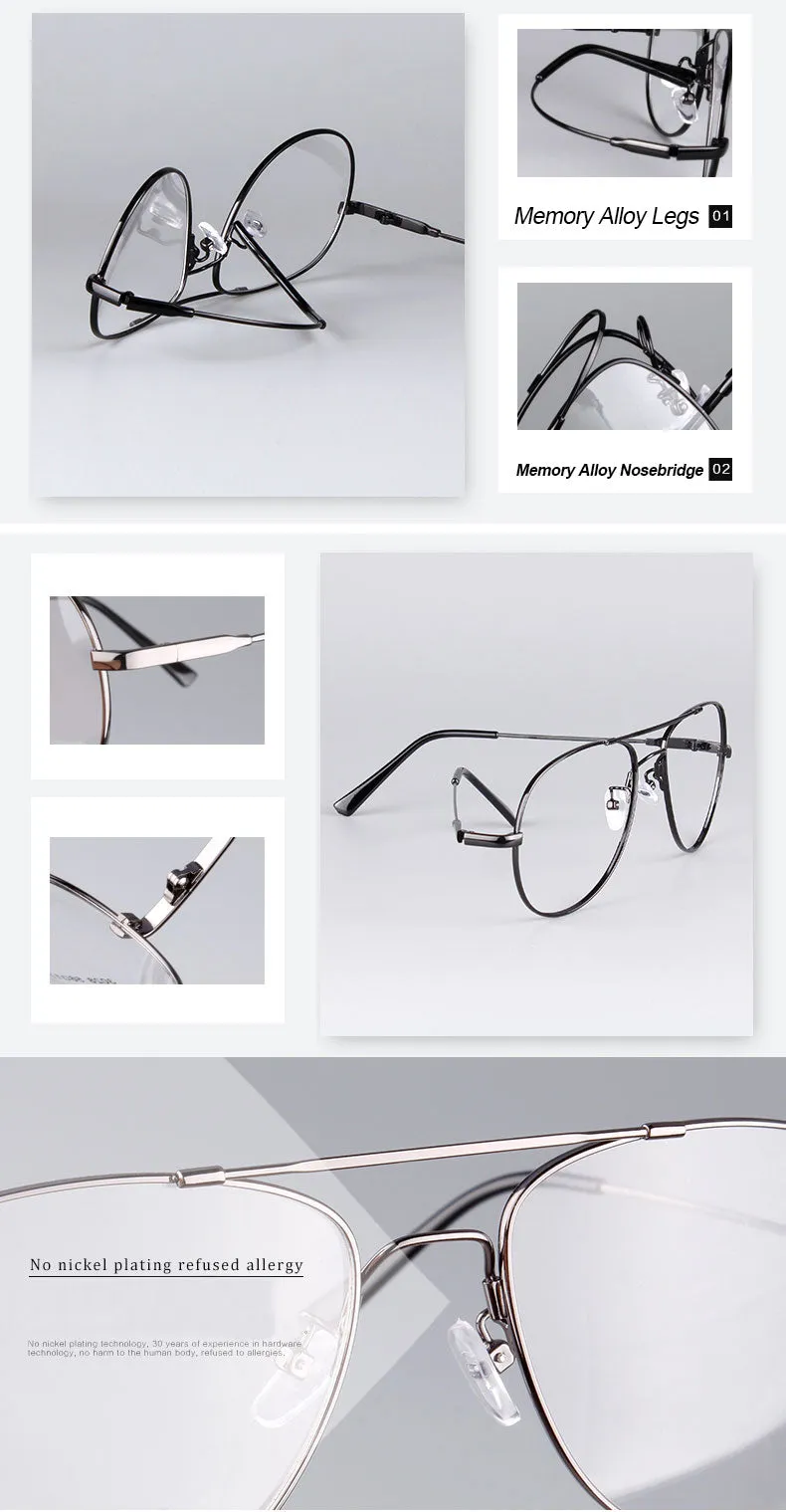 Reven Jate Unisex Full Rim Double Bridge Oval Alloy Titanium Eyeglasses 3028