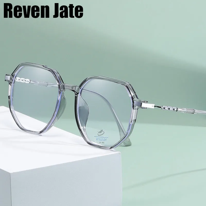 Reven Jate Unisex Full Rim Polygon Oval Tr 90 Eyeglasses 81240