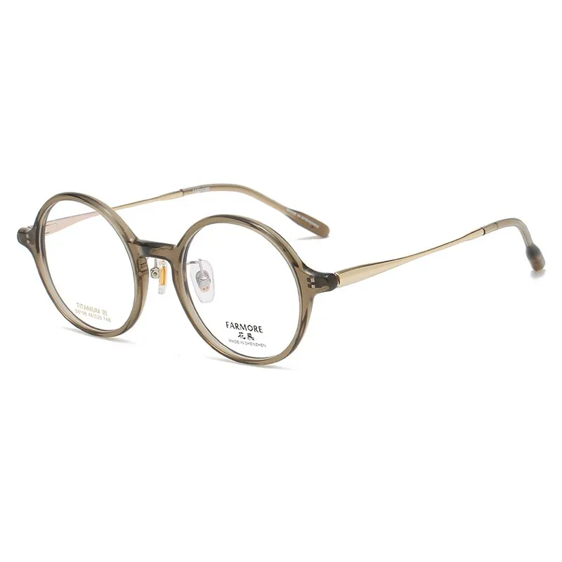 Reven Jate Unisex Full Rim Round Acetate Titanium Eyeglasses S3108