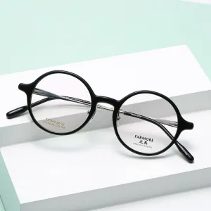 Reven Jate Unisex Full Rim Round Acetate Titanium Eyeglasses S3108