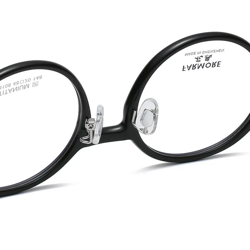 Reven Jate Unisex Full Rim Round Acetate Titanium Eyeglasses S3108
