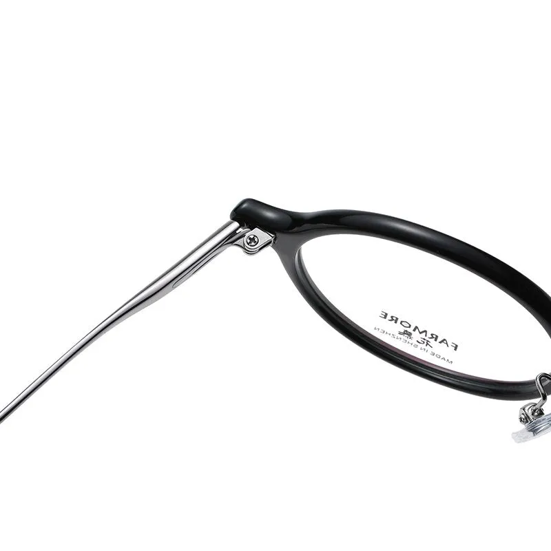 Reven Jate Unisex Full Rim Round Acetate Titanium Eyeglasses S3108