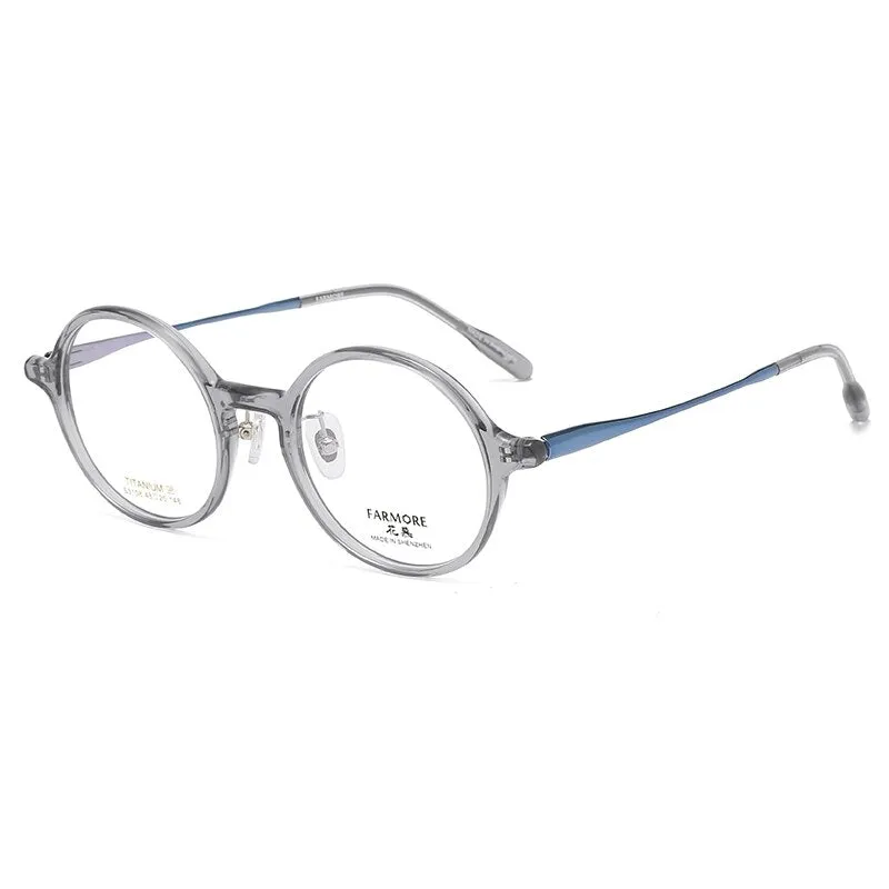 Reven Jate Unisex Full Rim Round Acetate Titanium Eyeglasses S3108