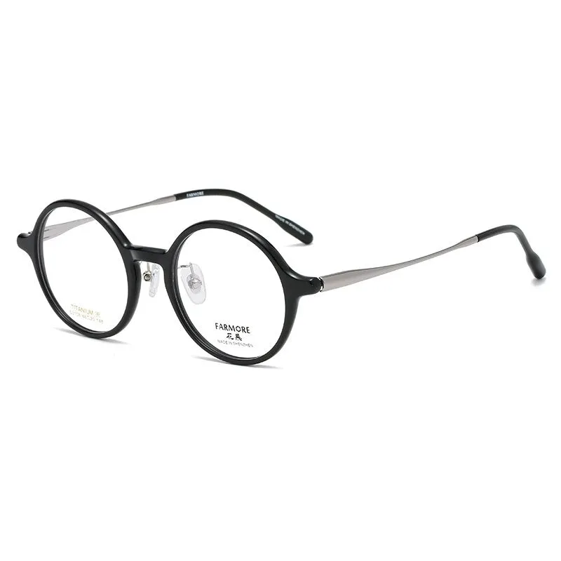 Reven Jate Unisex Full Rim Round Acetate Titanium Eyeglasses S3108