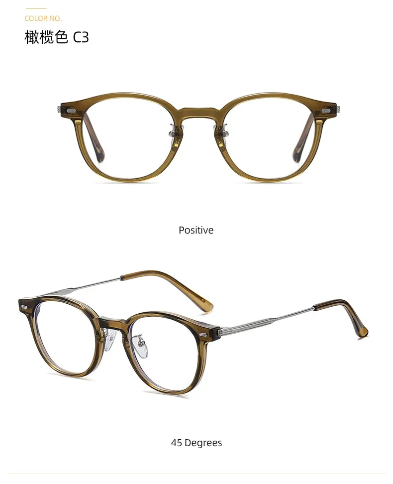 Reven Jate Unisex Full Rim Round Plastic Eyeglasses B1810