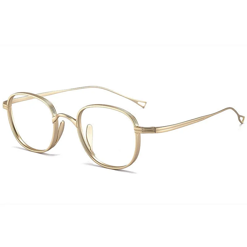 Reven Jate Unisex Full Rim Round Square Titanium Eyeglasses 8016
