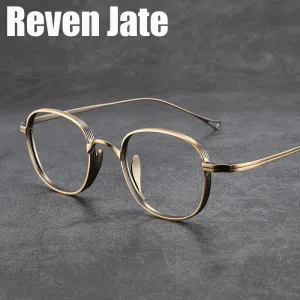 Reven Jate Unisex Full Rim Round Square Titanium Eyeglasses 8016