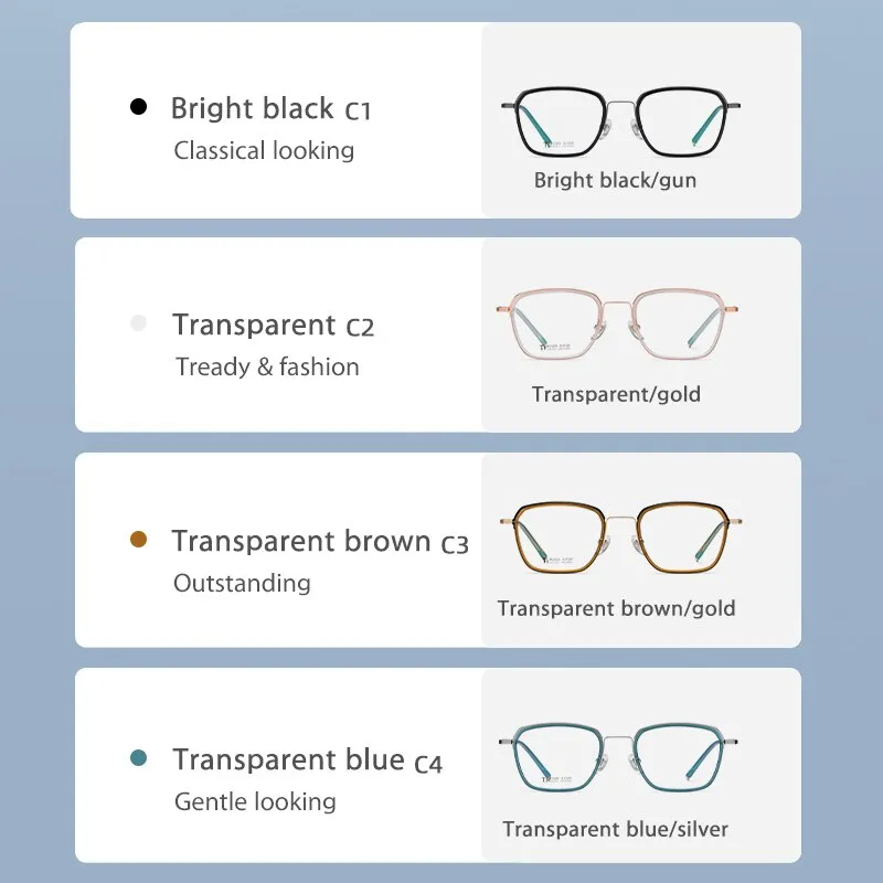 Reven Jate Unisex Full Rim Square Acetate Titanium Frame Eyeglasses R2325