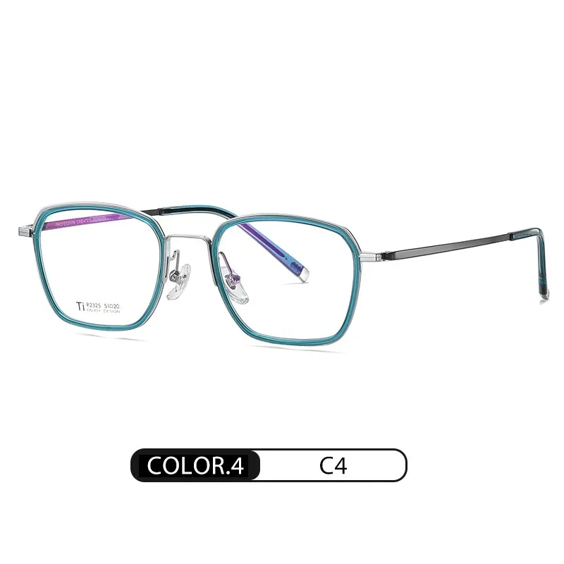 Reven Jate Unisex Full Rim Square Acetate Titanium Frame Eyeglasses R2325