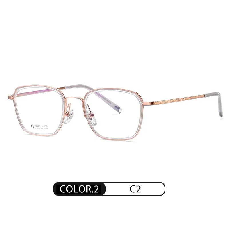 Reven Jate Unisex Full Rim Square Acetate Titanium Frame Eyeglasses R2325