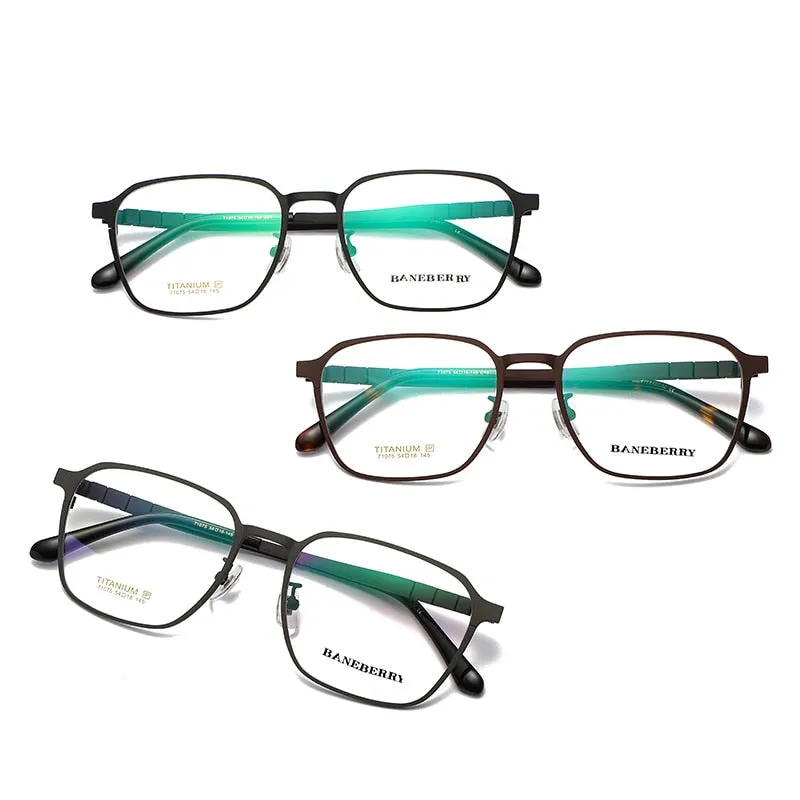 Reven Jate Unisex Full Rim Square Titanium Frame Eyeglasses 71075
