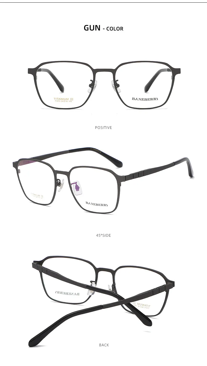 Reven Jate Unisex Full Rim Square Titanium Frame Eyeglasses 71075