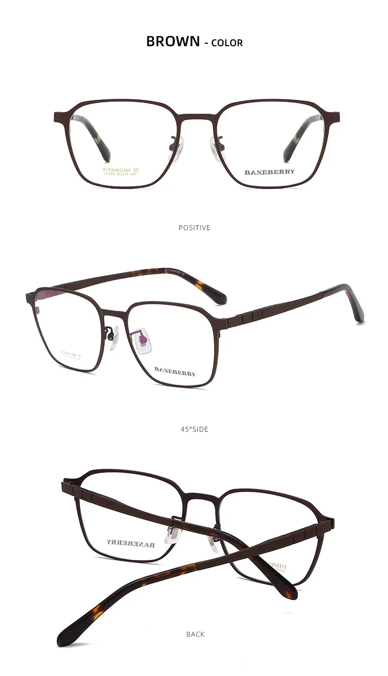 Reven Jate Unisex Full Rim Square Titanium Frame Eyeglasses 71075