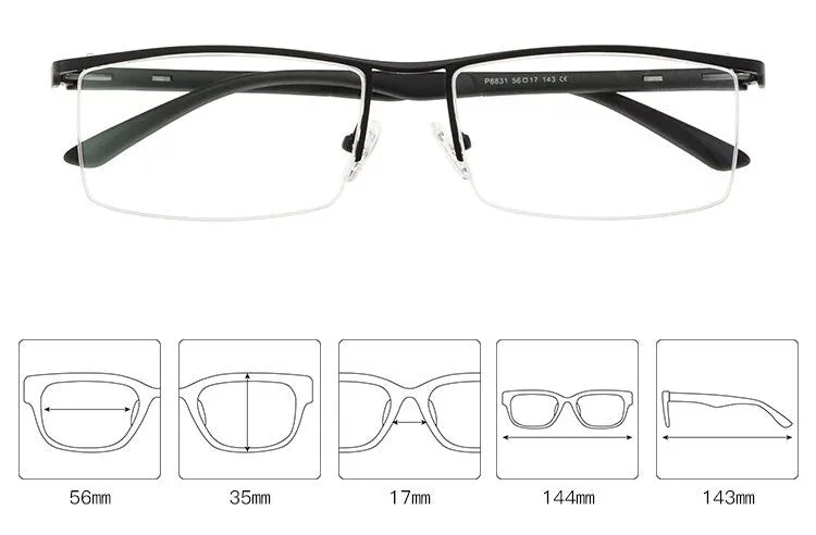 Reven Jate Unisex Semi Rim Square Tr 90 Alloy Eyeglasses P8831