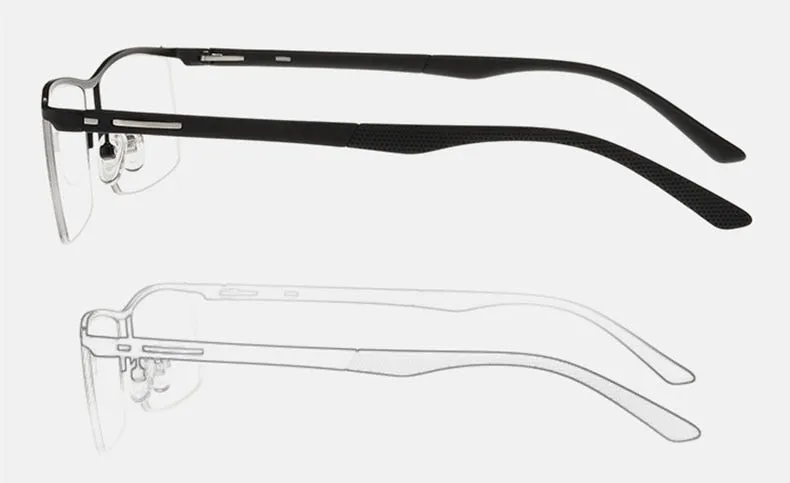 Reven Jate Unisex Semi Rim Square Tr 90 Alloy Eyeglasses P8831