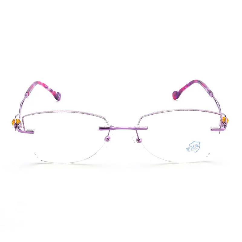 Reven Jate Women's Eyeglasses Titanium Rimless Diamond Cutting 2534