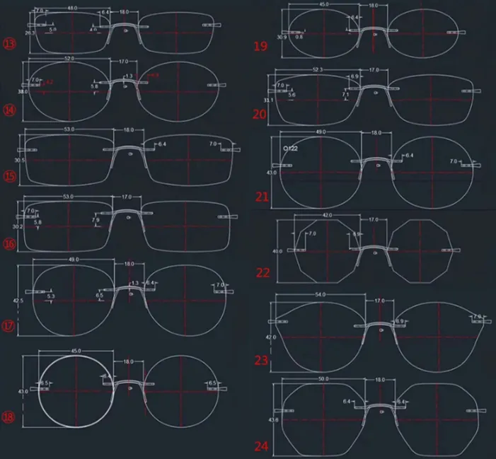 Reven Jate Women's Eyeglasses Titanium Rimless Diamond Cutting 2534