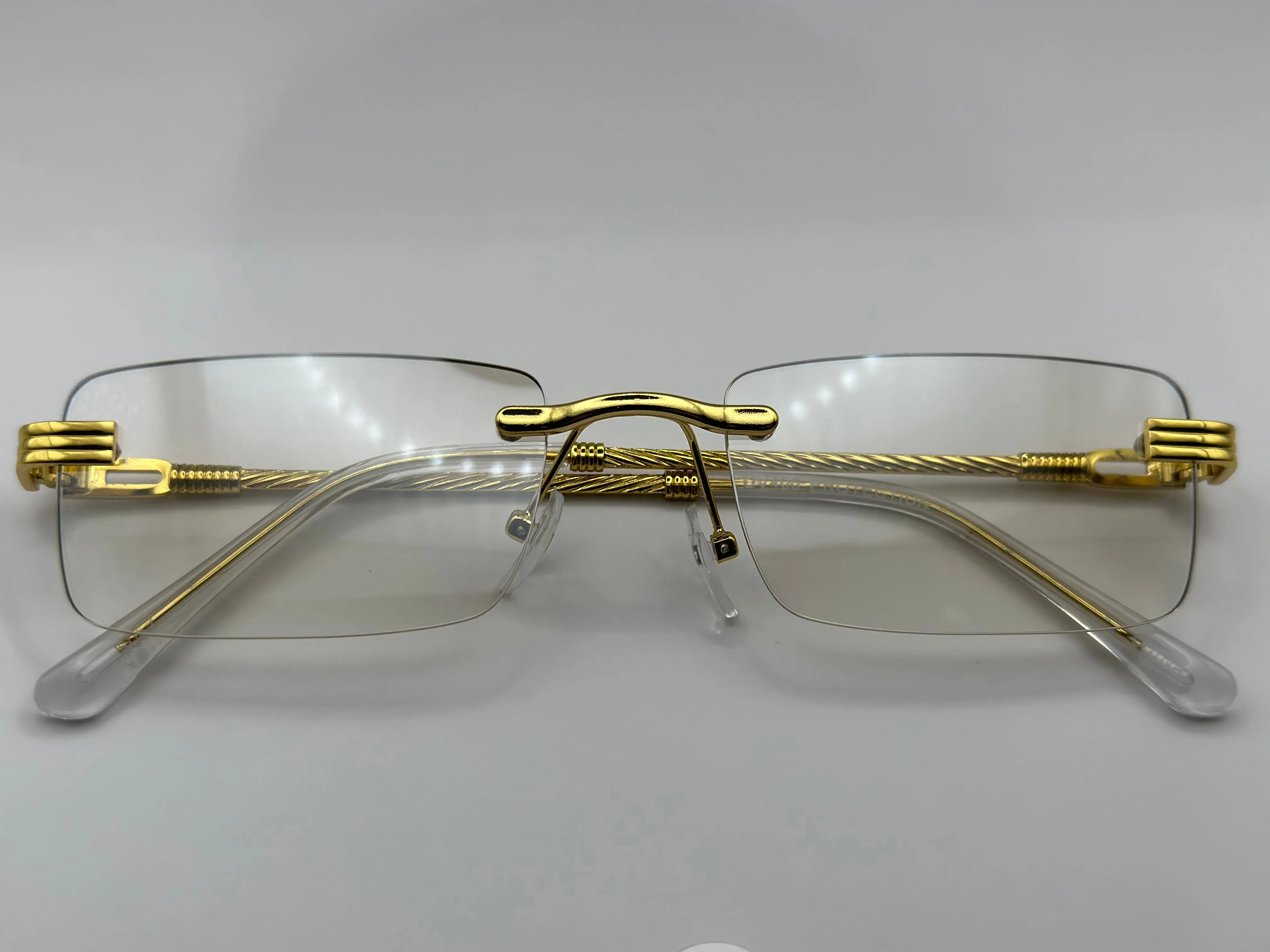 Rimless Gold Retro clear Square sunglasses