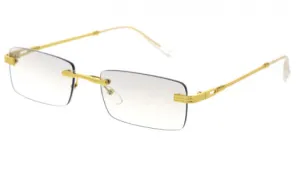 Rimless Gold Retro clear Square sunglasses