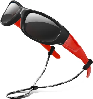 RIVBOS Kids Sunglasses Polarized UV Protection Flexible Rubber Glasses Shades with Strap for Boys Girls RBK037