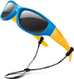 RIVBOS Kids Sunglasses Polarized UV Protection Flexible Rubber Glasses Shades with Strap for Boys Girls RBK037