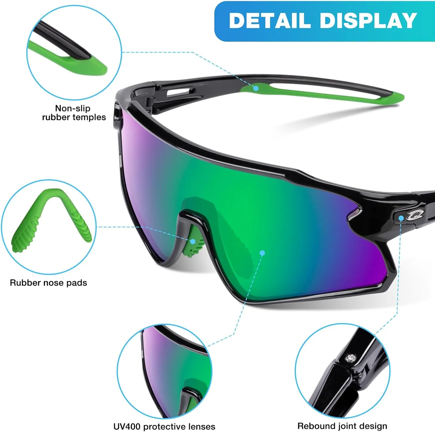 RIVBOS Youth Baseball Sunglasses for Kids(Boys&Girls) Polarized UV Protection Cycling Glasses RYS007