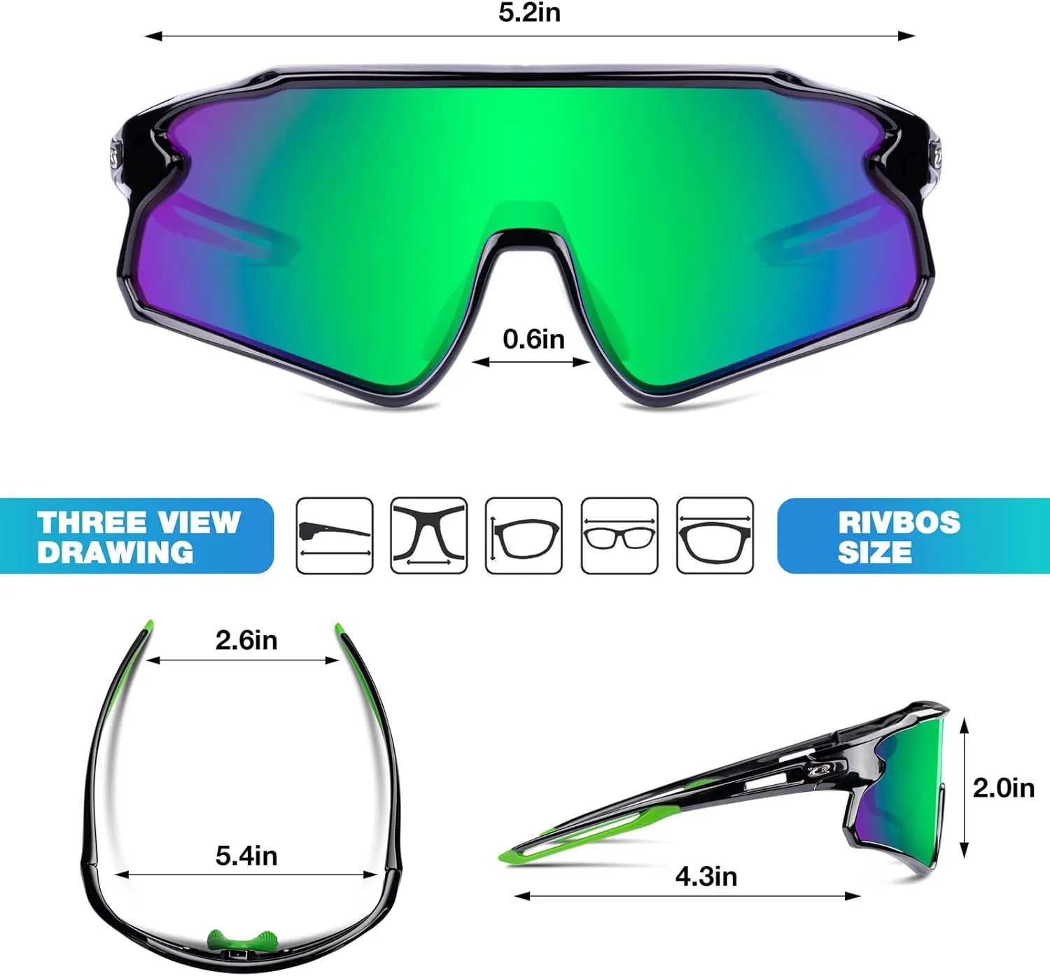RIVBOS Youth Baseball Sunglasses for Kids(Boys&Girls) Polarized UV Protection Cycling Glasses RYS007