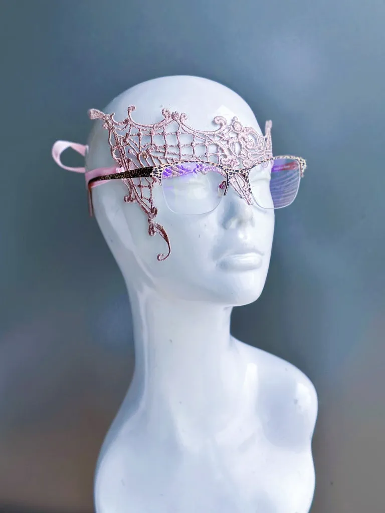Rose Gold Lace Eyeglass Mask