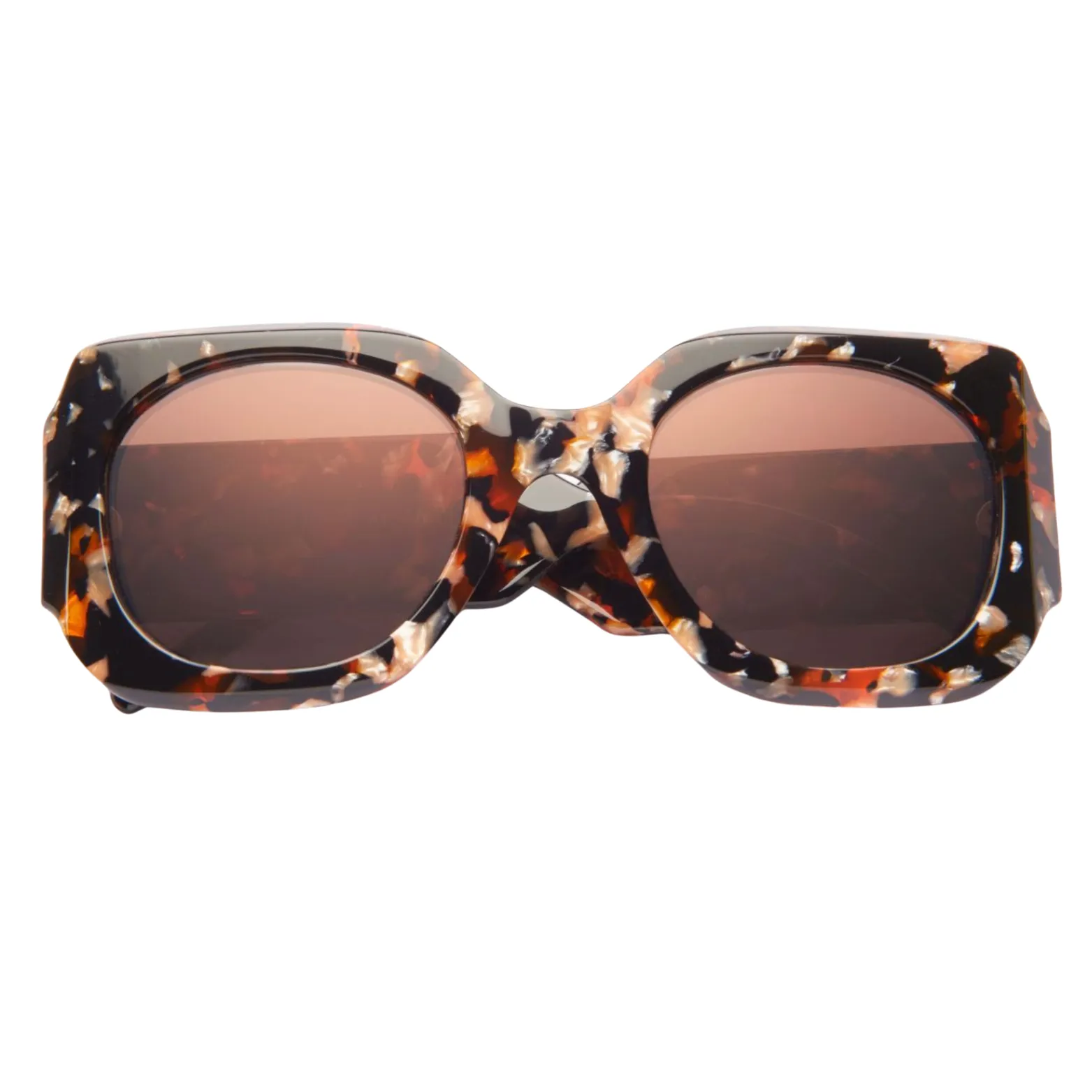 Round Acetate Sunglasses - Orange   Black