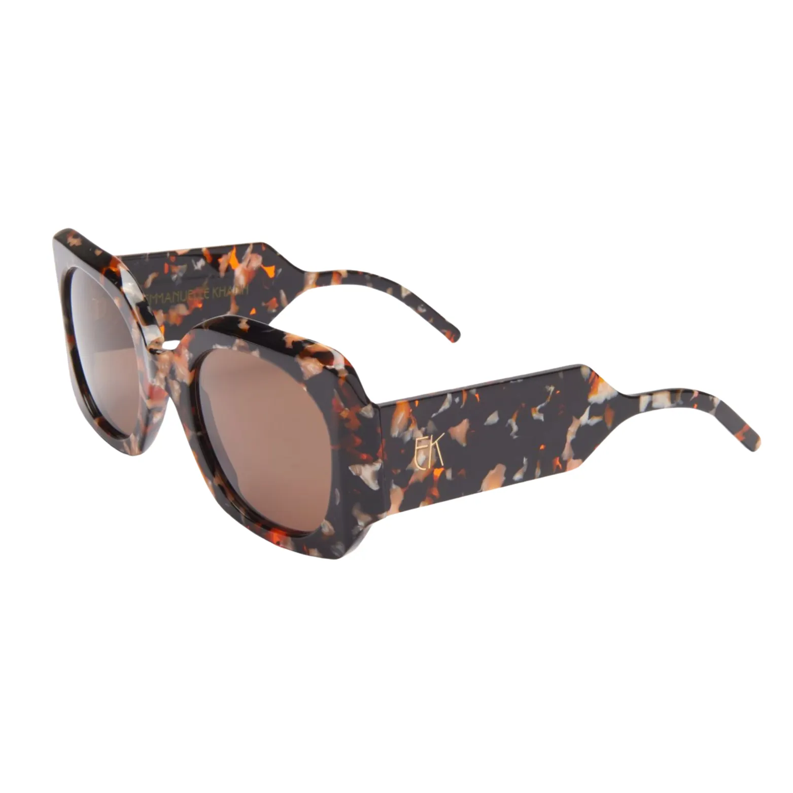 Round Acetate Sunglasses - Orange   Black