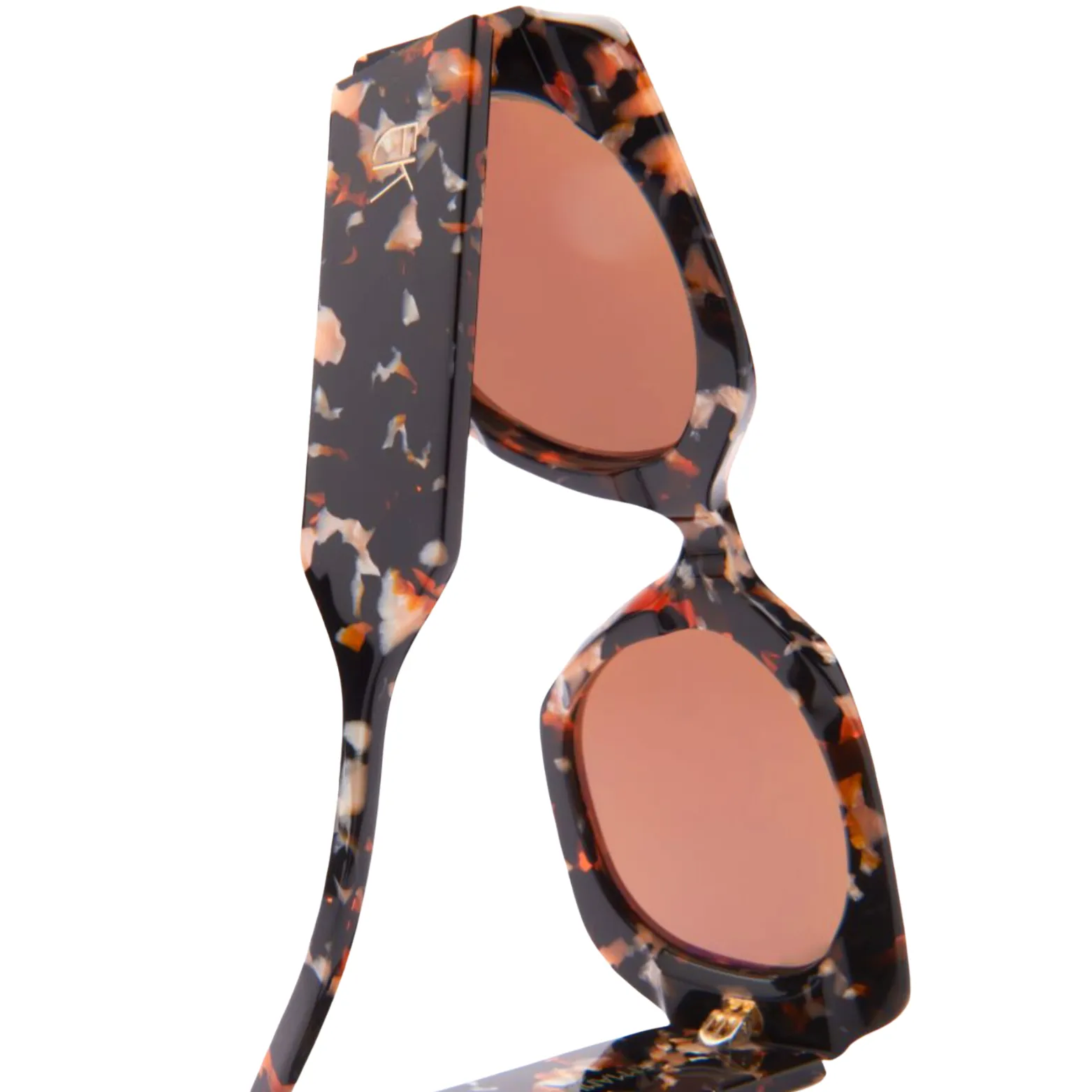 Round Acetate Sunglasses - Orange   Black