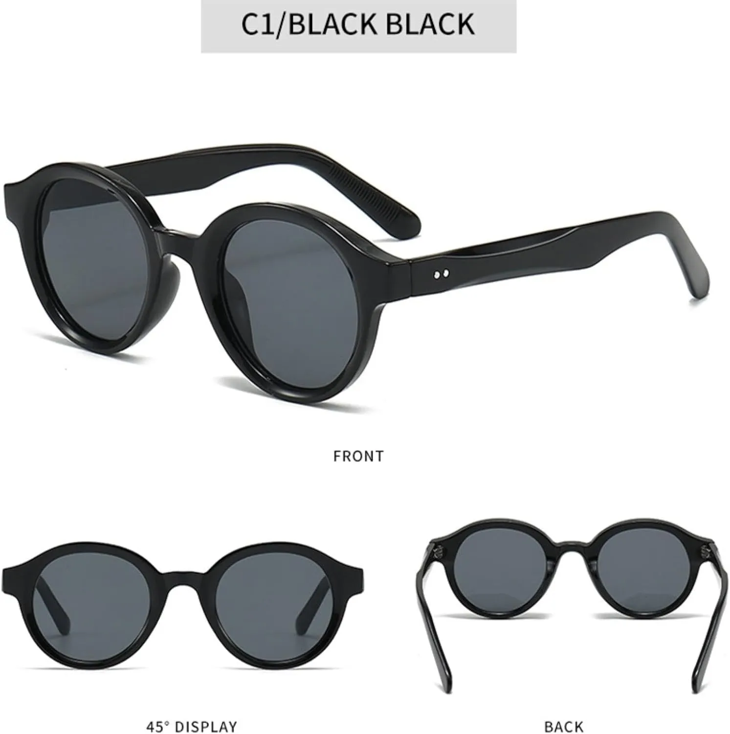Round Fashion Sunglasses for Women Men Shades Rivets Vintage Eyewear