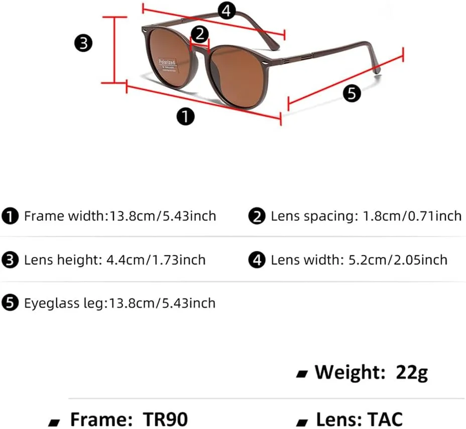Round Sunglasses Women Polarized Sun Glasses For Men Driving Male Ultralight