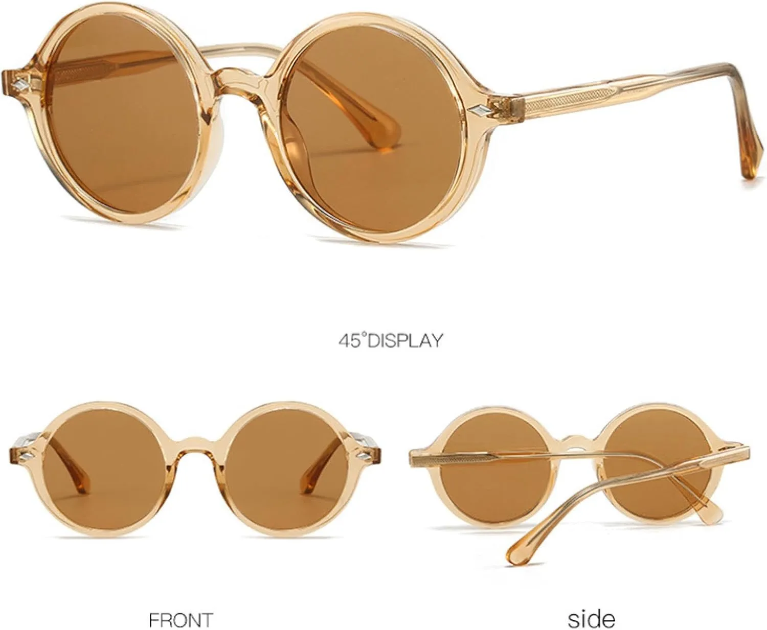Round Women Sunglasses Fashion Punk Rivets Men Shades Uv400