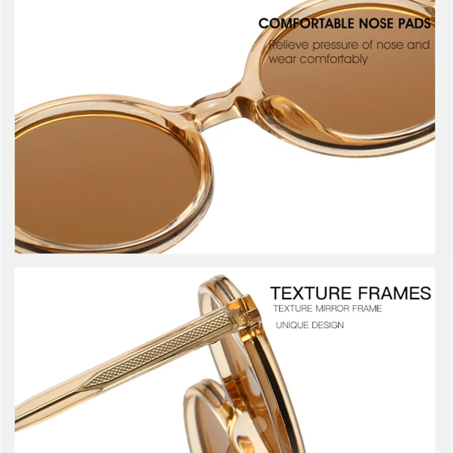 Round Women Sunglasses Fashion Punk Rivets Men Tea Green Uv400
