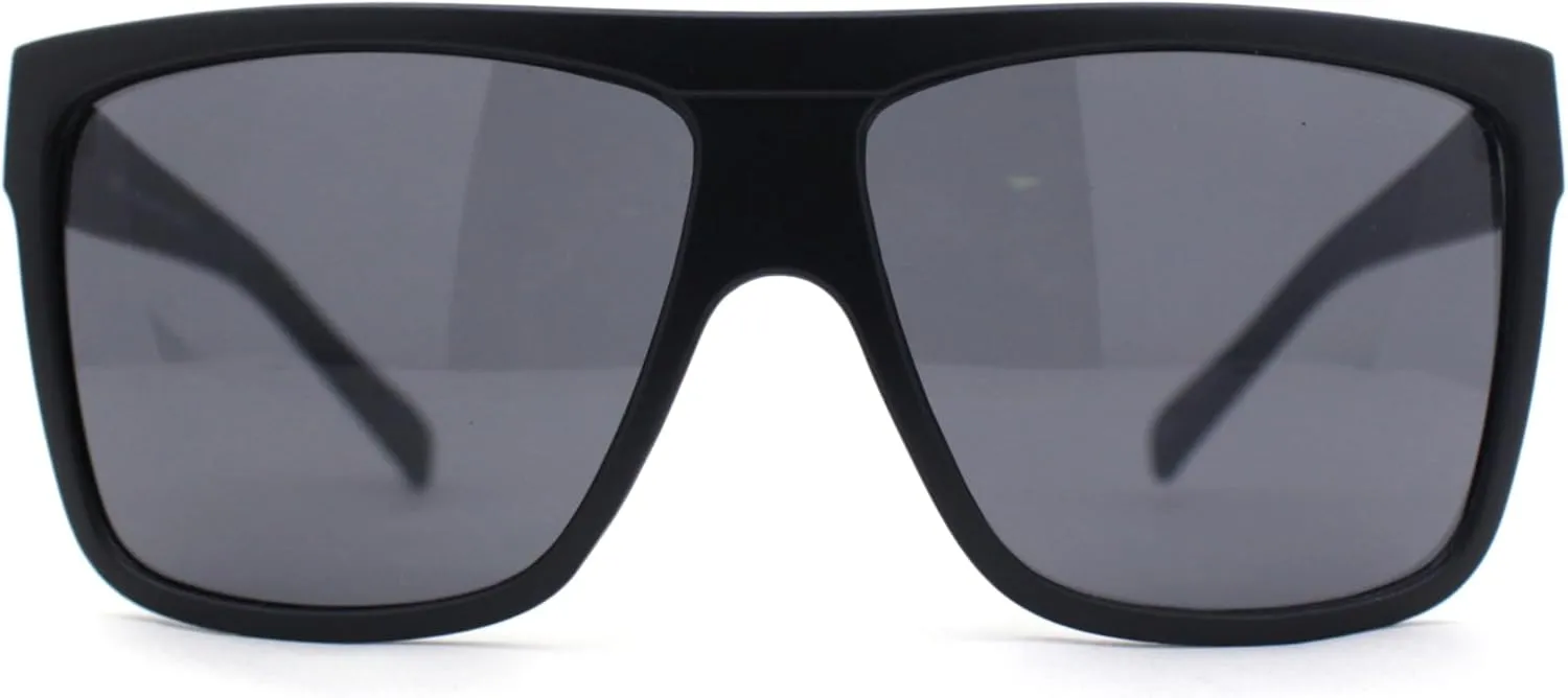 SA106 All Black Flat Top Mob Oversized Rectangular Sunglasses