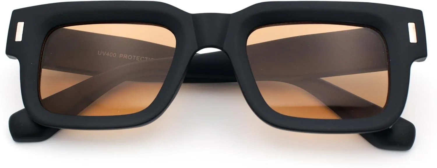SA106 Hipster Thick Plastic Horn Rim Rectangle Gentleman Fashion Sunglasses