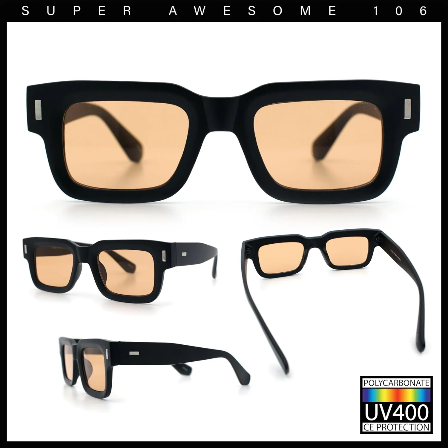 SA106 Hipster Thick Plastic Horn Rim Rectangle Gentleman Fashion Sunglasses