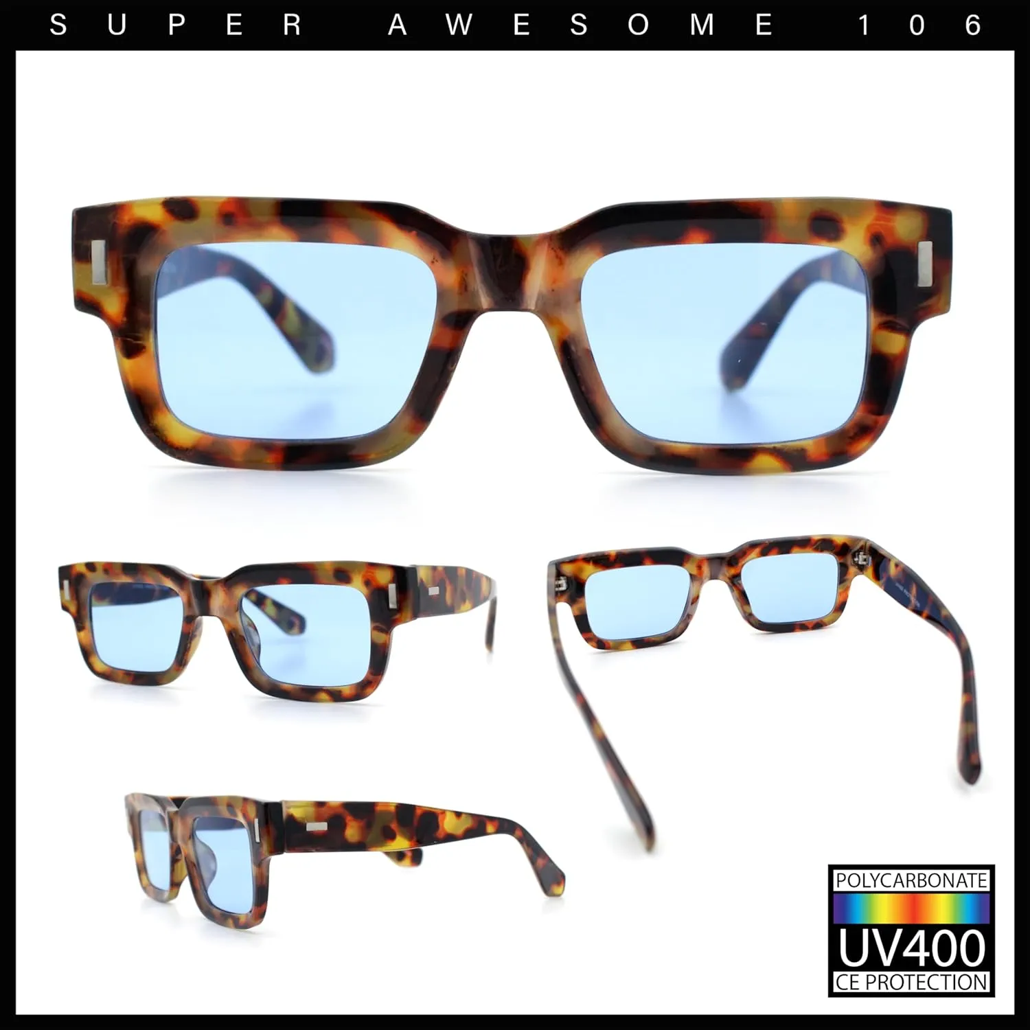 SA106 Hipster Thick Plastic Horn Rim Rectangle Gentleman Fashion Sunglasses