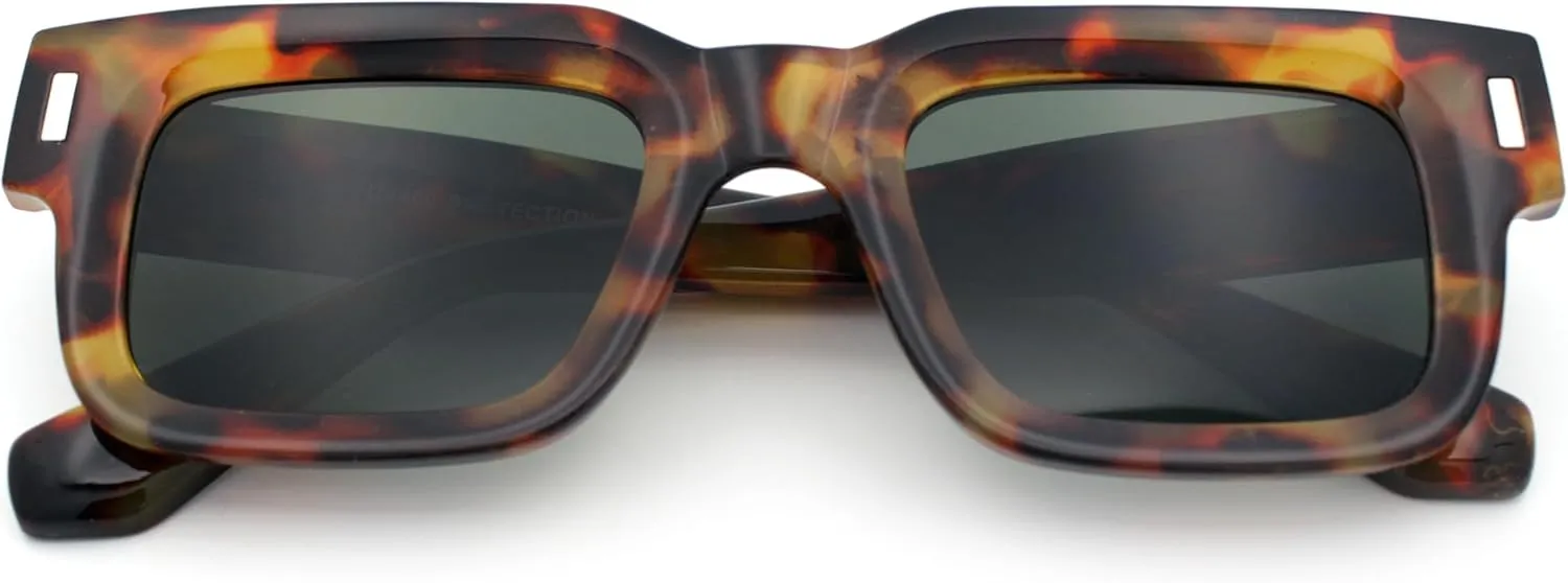 SA106 Hipster Thick Plastic Horn Rim Rectangle Gentleman Fashion Sunglasses