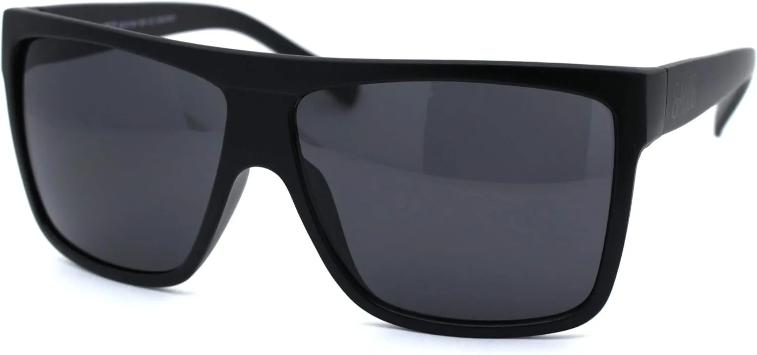 SA106 Limo All Black Flat Top Oversize Gangster Rectangular Shade Sunglasses