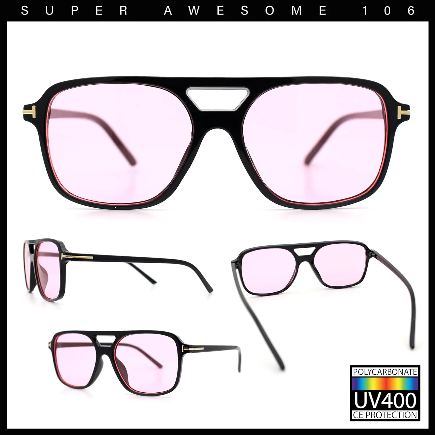SA106 Mens Iconic Gentlemanly Hipster Plastic Racer Fashion Sunglasses