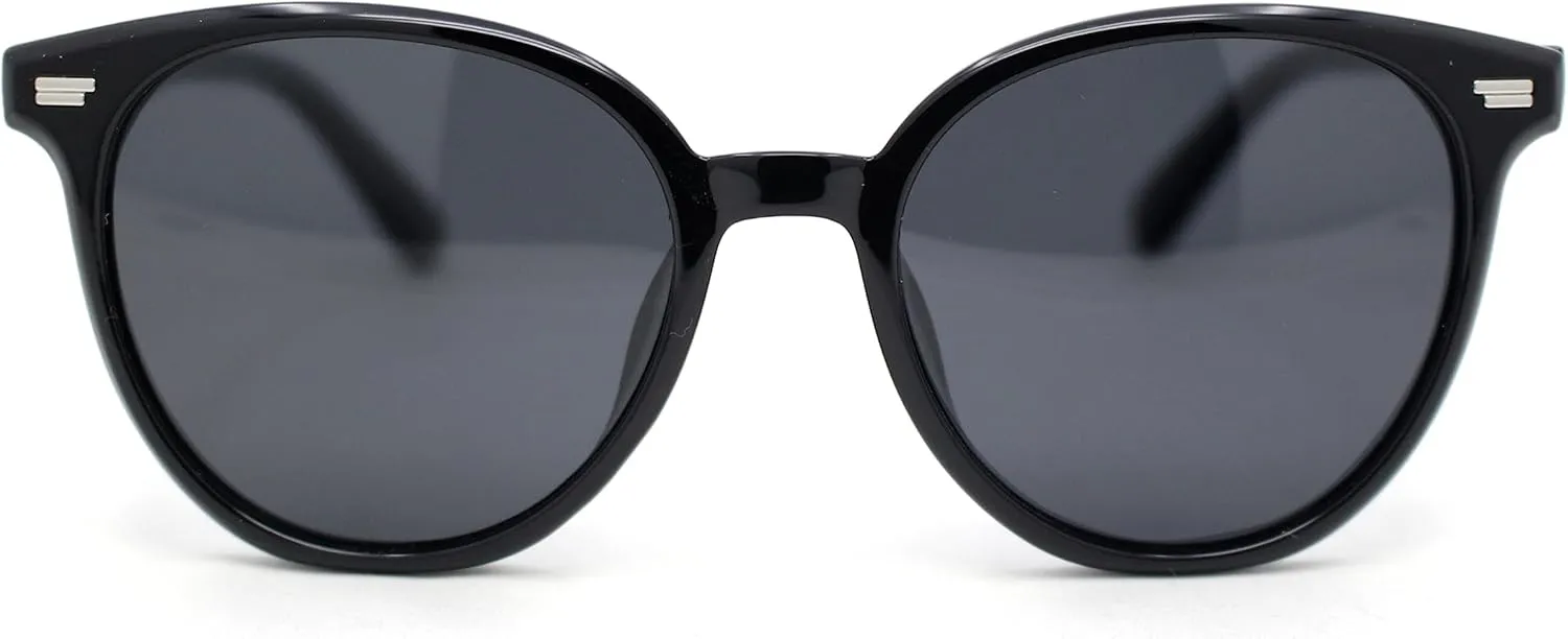 SA106 Mens Polarized Hipster Round Horn Rim Plastic Sunglasses
