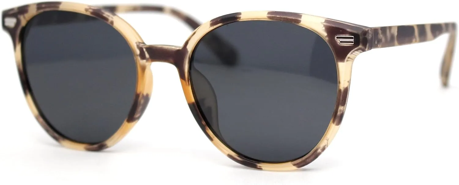 SA106 Mens Polarized Hipster Round Horn Rim Plastic Sunglasses