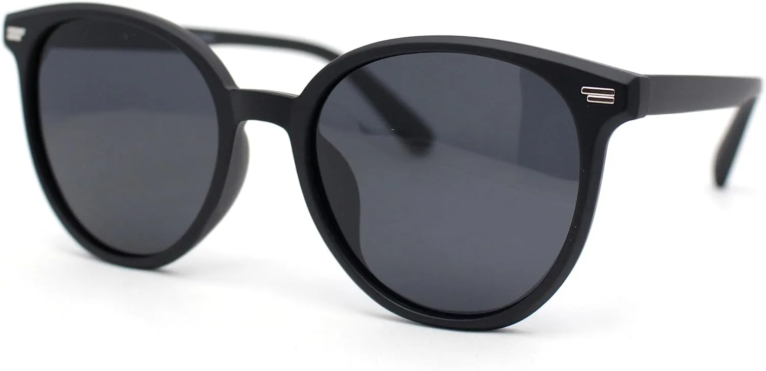 SA106 Mens Polarized Hipster Round Horn Rim Plastic Sunglasses