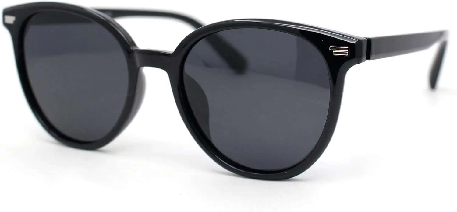 SA106 Mens Polarized Hipster Round Horn Rim Plastic Sunglasses